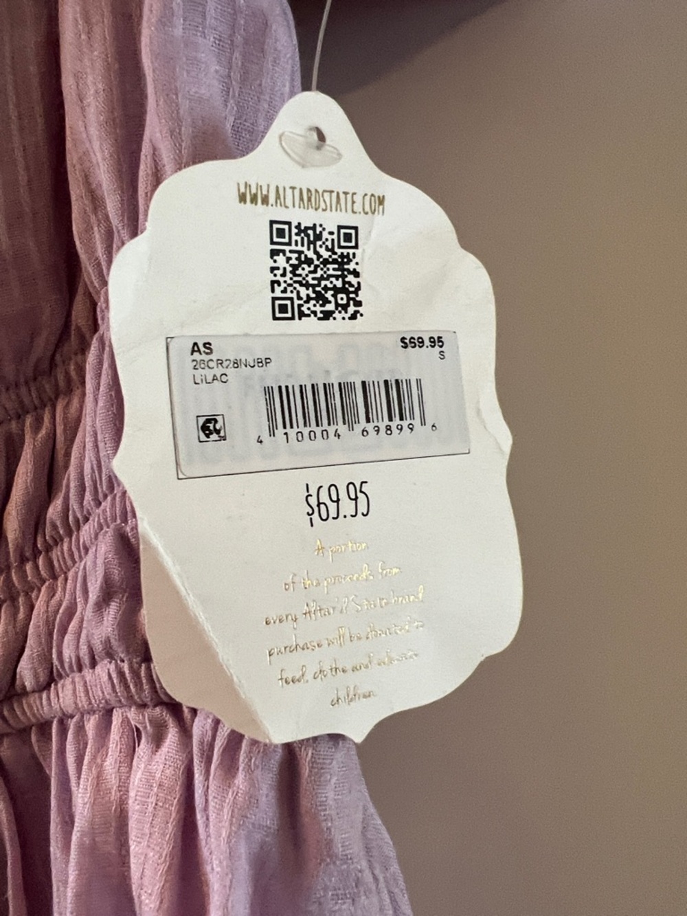 NWT S Altar'd State Lavender Puff-Sleeve Mini Dress - Picture 3 of 6